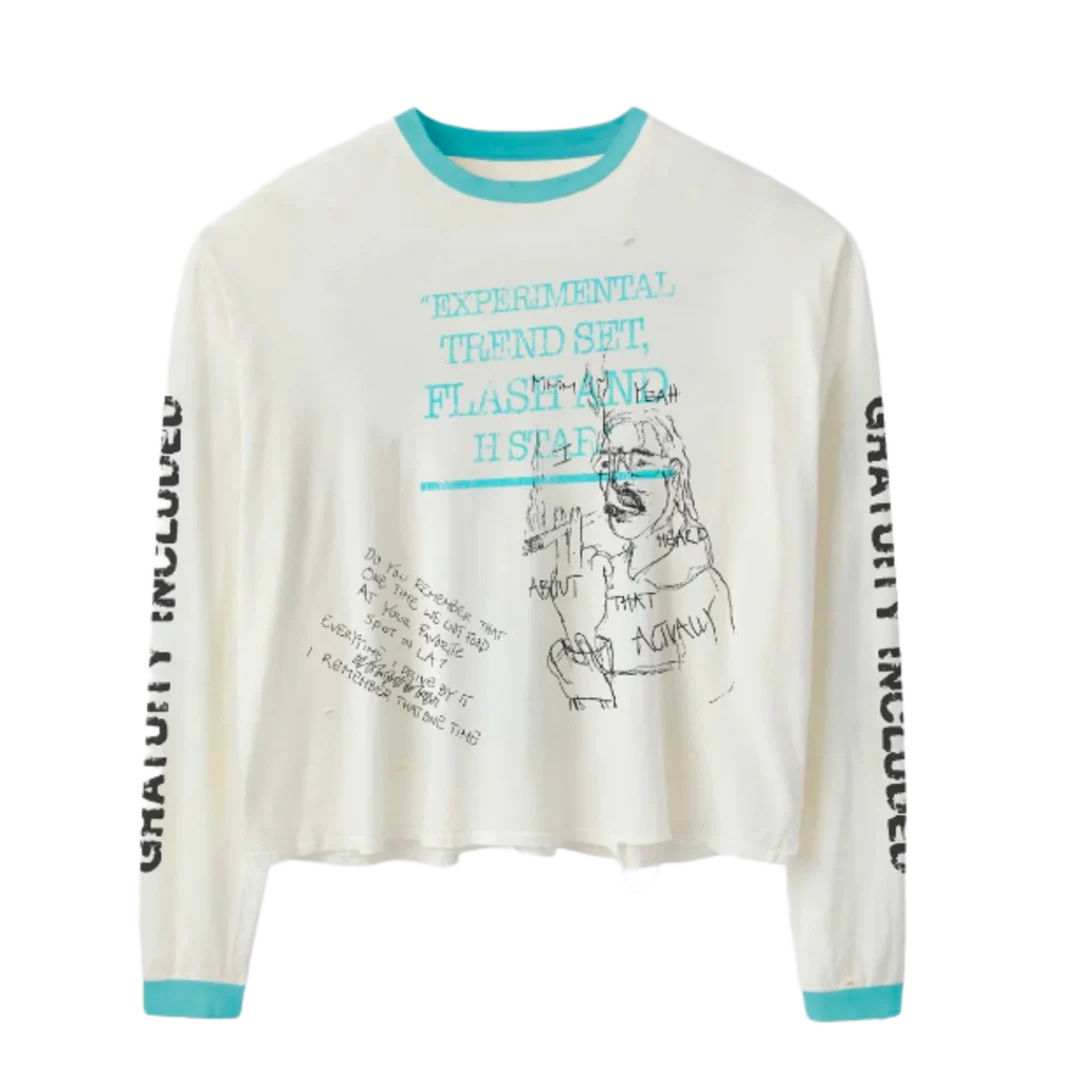HAPPY MEMORIES DON'T DIE 'WHITE/BLUE' WRINGER GRATUITY LONGSLEEVE TEE