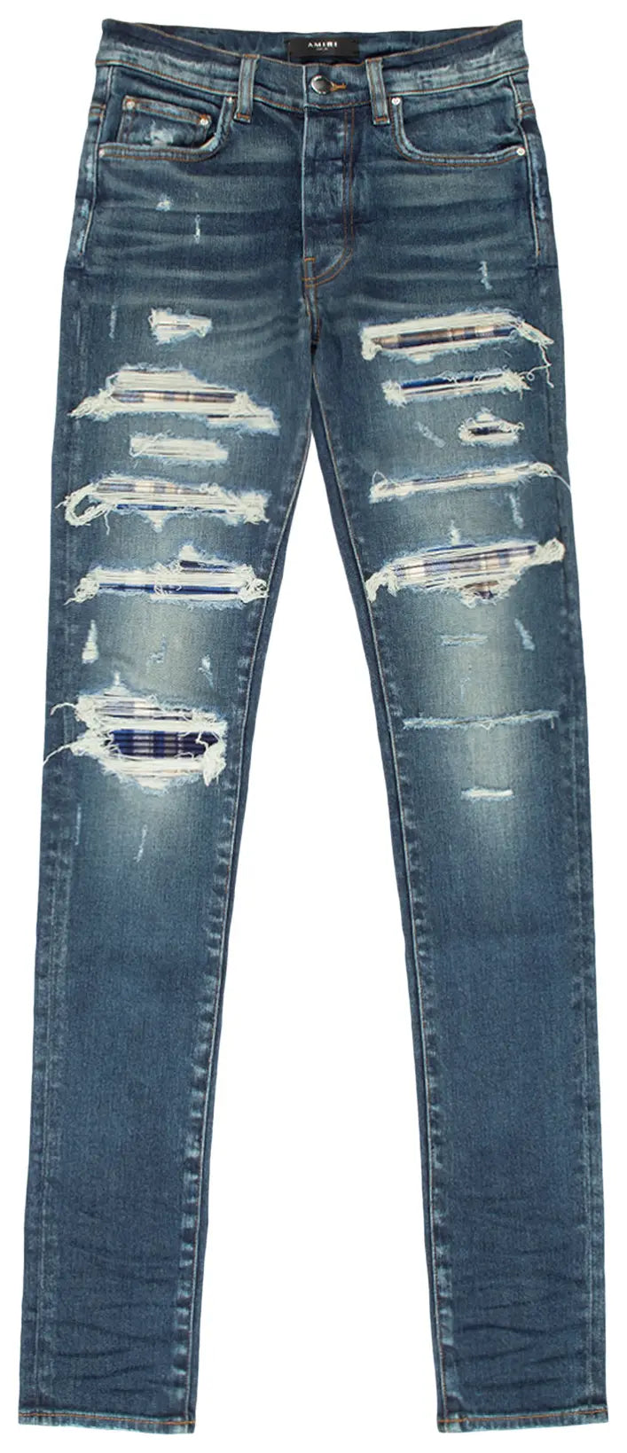 Amiri Plaid Thrasher Skinny Jeans Deep Classic