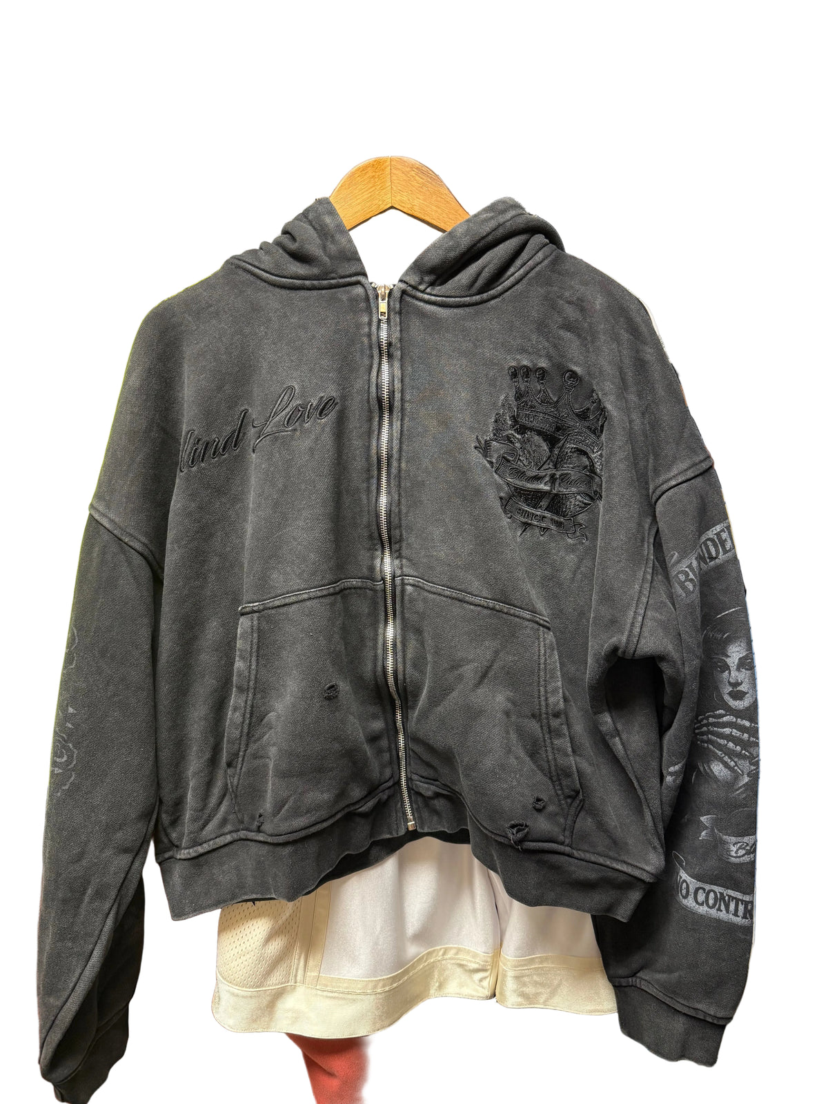 Blinded by riches black graphic hoodie