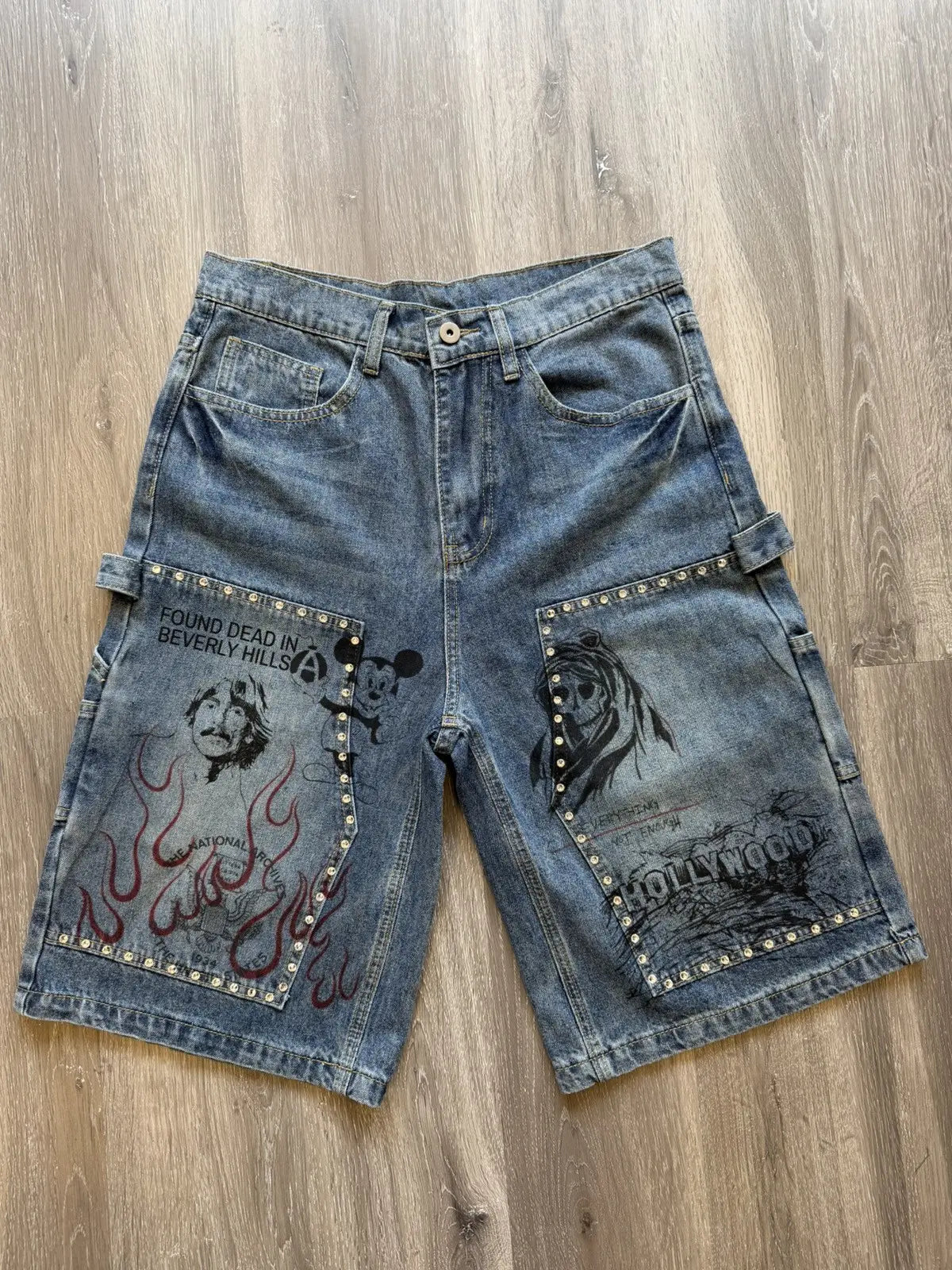 Amis Double Knee Graphic Jorts