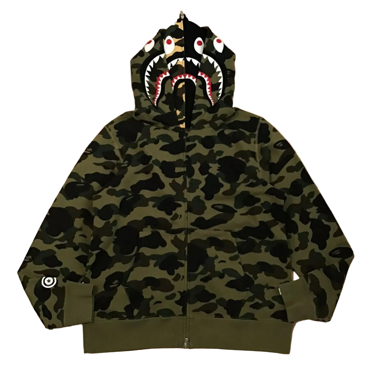 BAPE 1st Camo Shark Full Zip Double Hoodie Green
