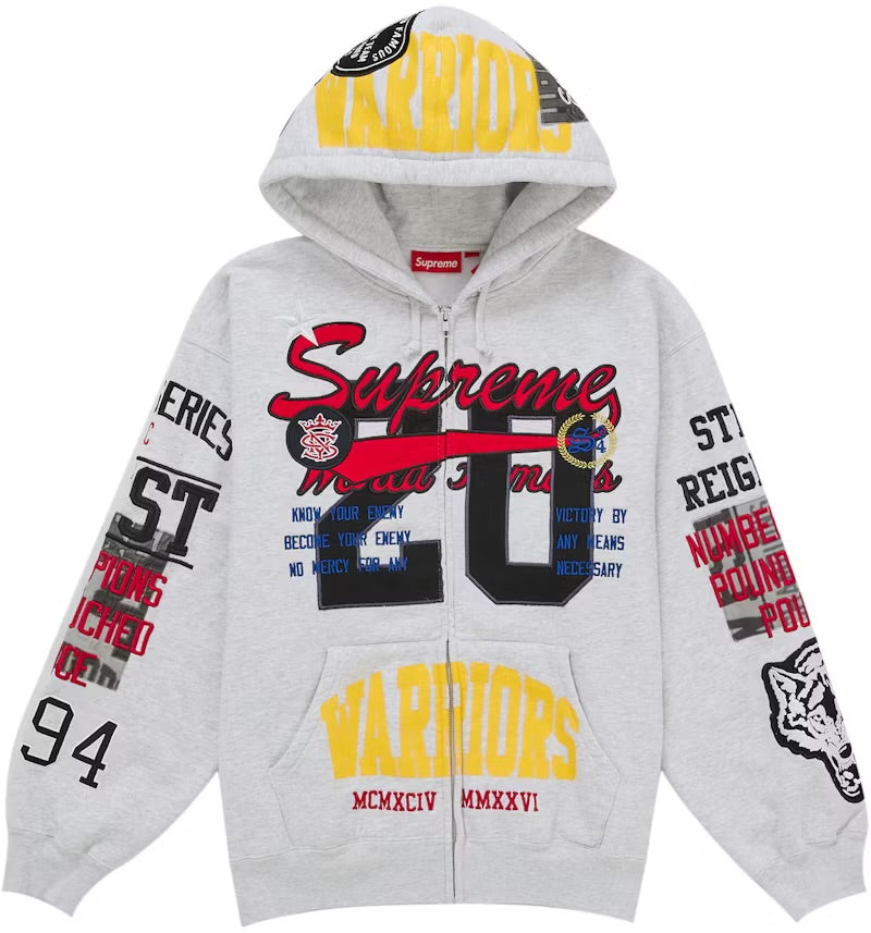 Supreme - Warriors Applique Zip Up Hooded Sweatshirt