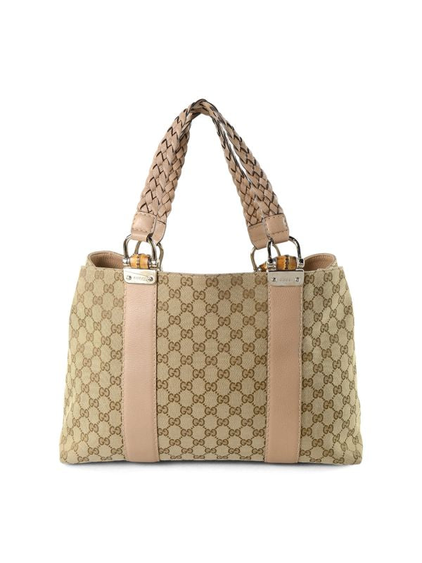 GUCCI Bamboo Bar GG Canvas Tote