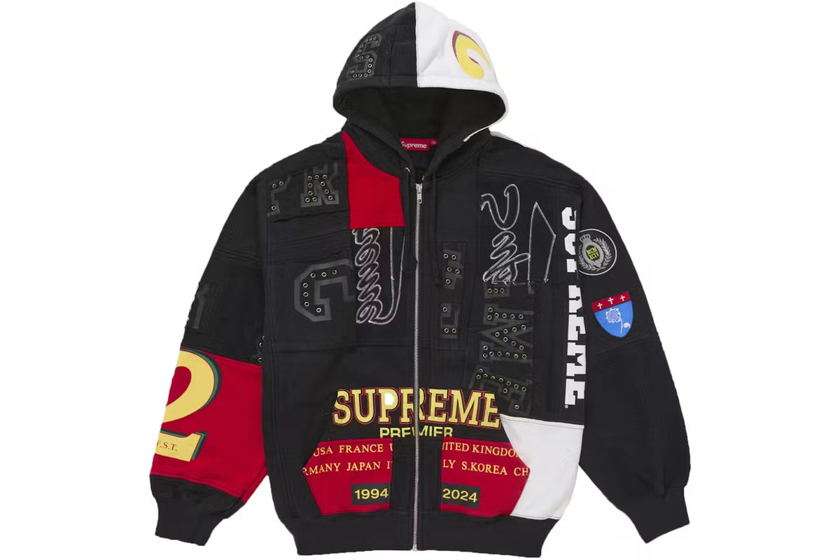 Supreme Patchwork Zip Up Hooded Sweatshirt