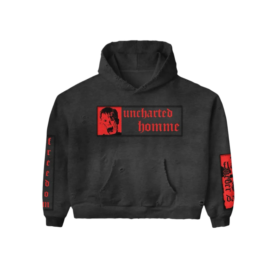 Daven Homme Uncharted Appliqué Embroidered Hoodie "Black"