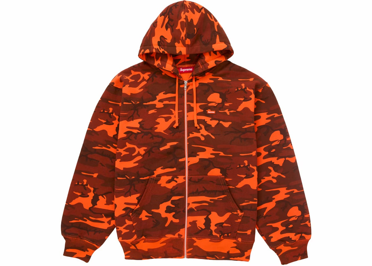 Supreme Small Box Logo Orange Camo Zip Up Hoodie