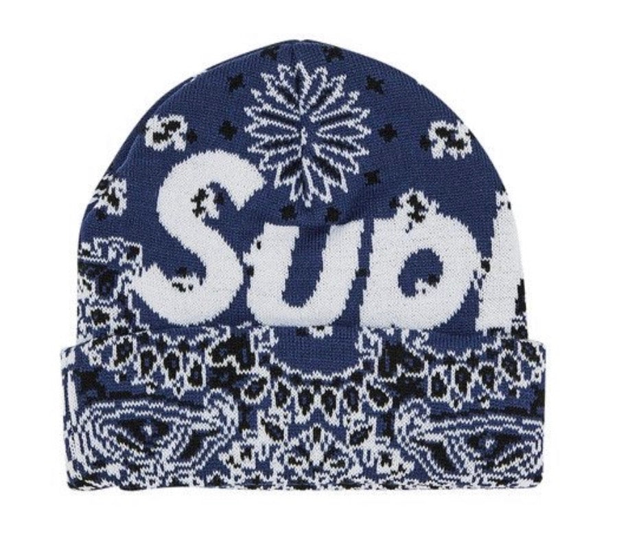Supreme Bandana Big Logo Beanie ‘Navy’