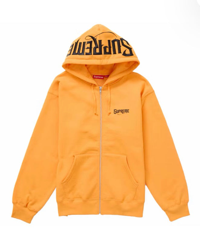 Supreme Mister Cartoon Zip Up Hooded Sweatshirt Tangerine