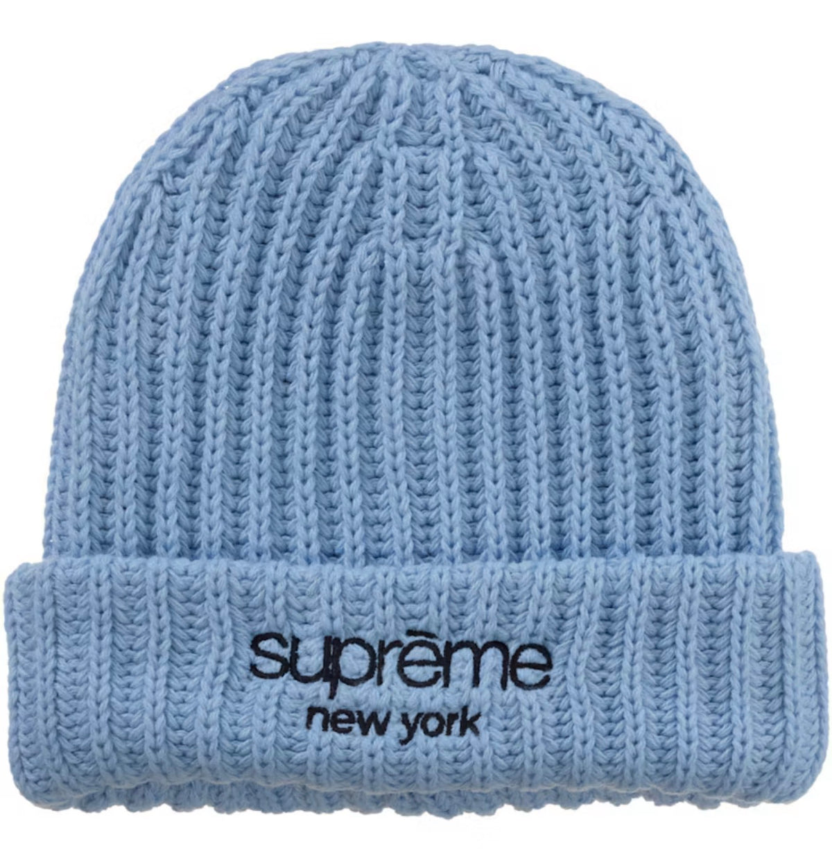Supreme Classic Logo Chunky Ribbed Beanie Light Blue
