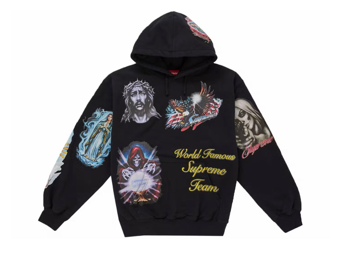 Supreme Sticker Hoodie Black