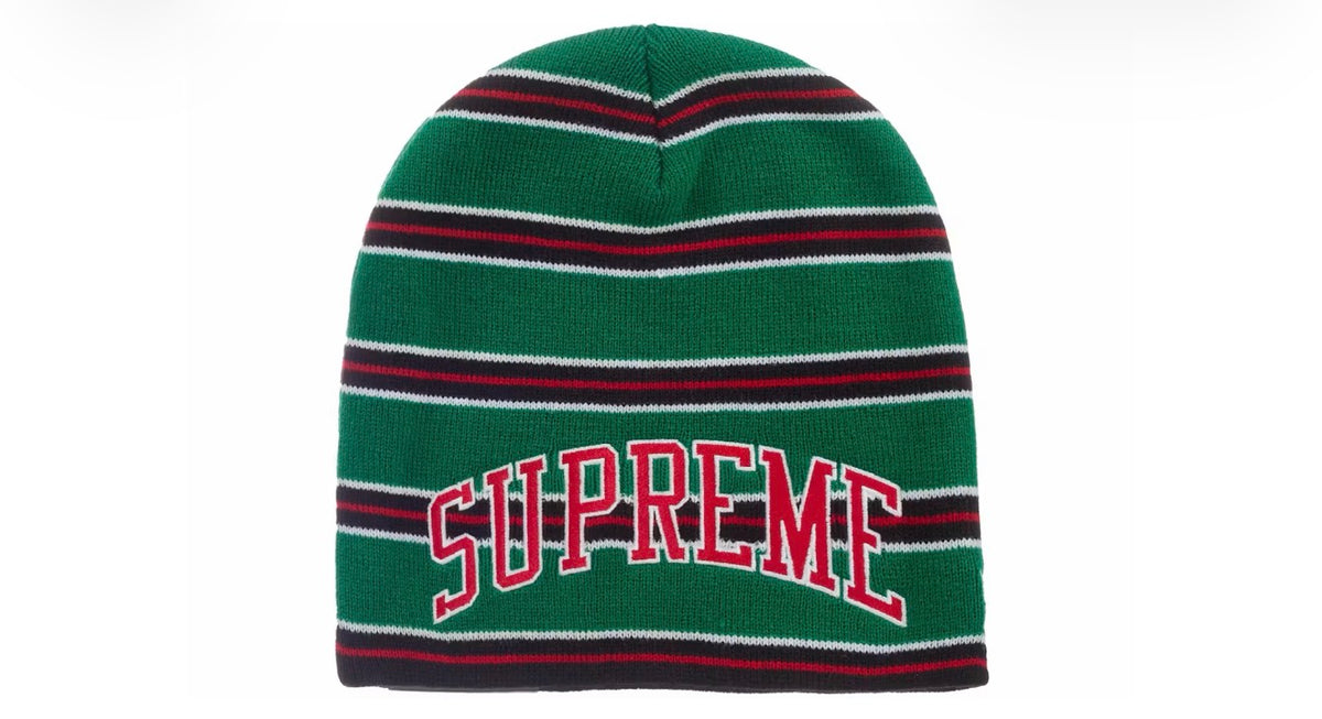 Supreme New Era Stripe Beanie Green