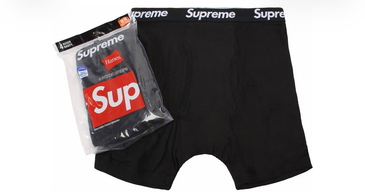 Supreme Hanes Boxer Briefs 4 Pack Black