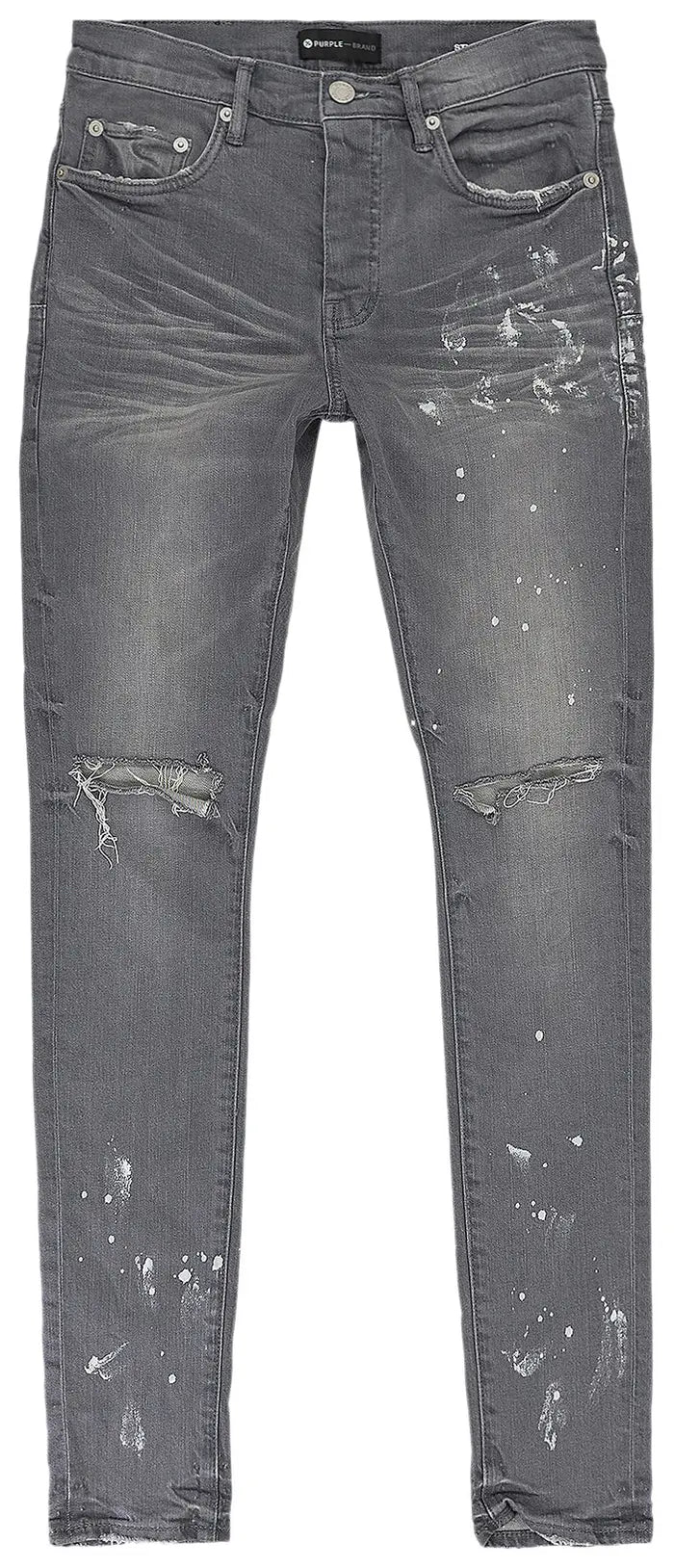 PURPLE BRAND Worn Knee Slit Skinny Jeans 'Grey'
