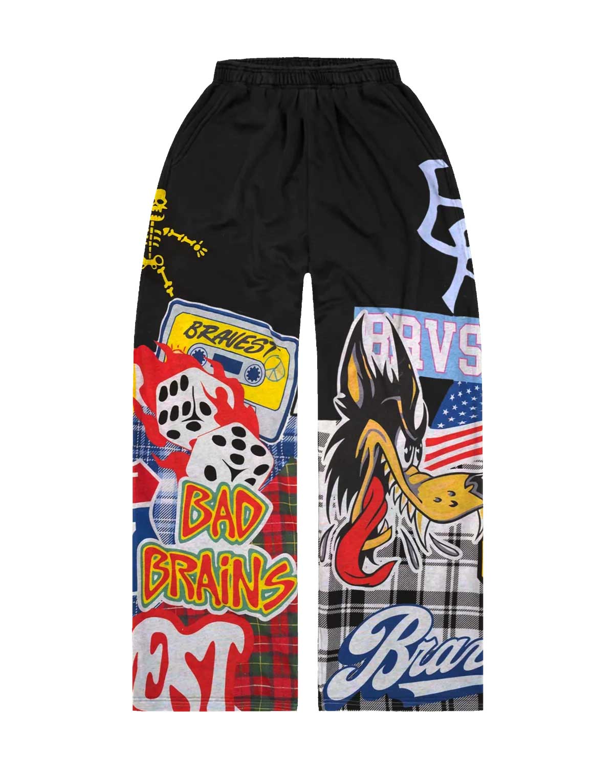BRAVEST STUDIOS PATCHWORK BAGGY SWEATPANTS BLACK