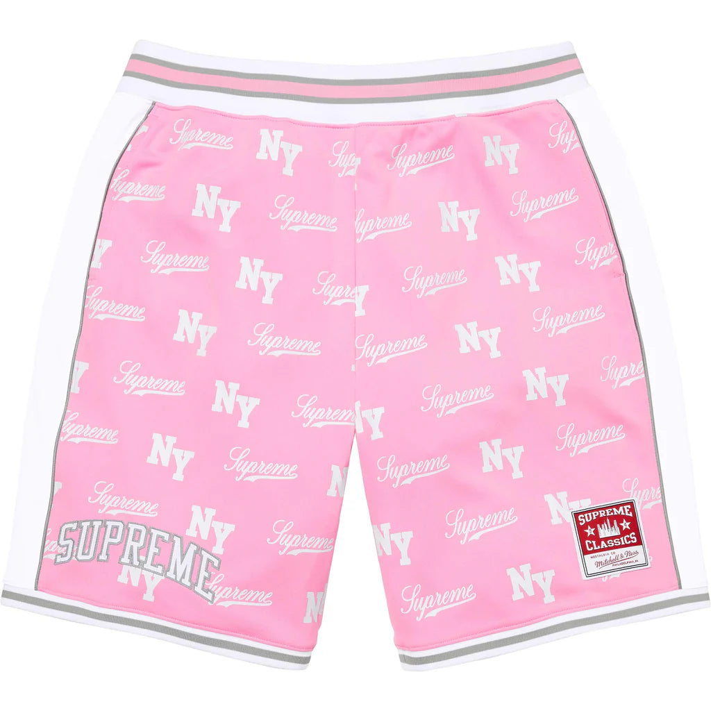 Supreme x Mitchell & Ness Pink Monogram Shorts