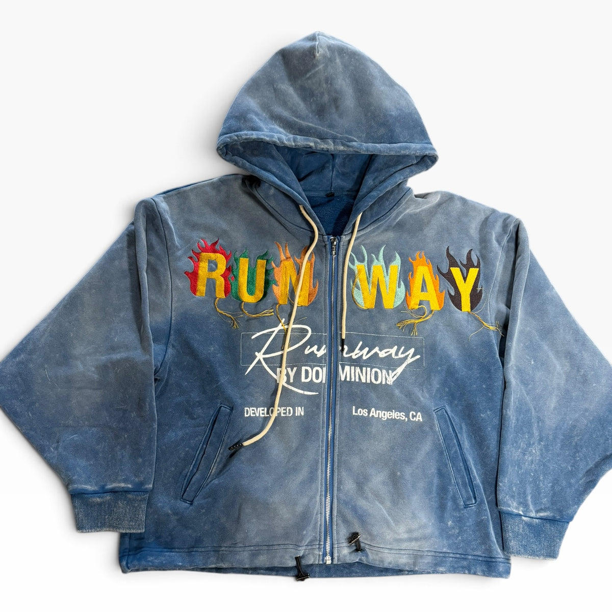 Shihai Runway Tassel Zip Up Hoodie Blue
