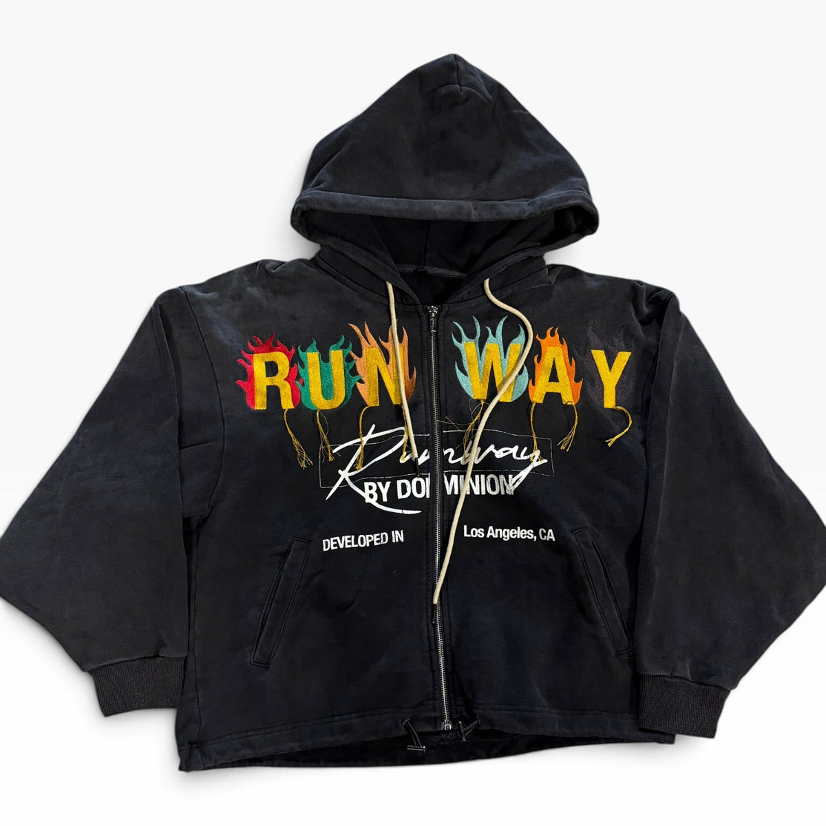 Shihai Runway Tassel Zip Up Hoodie Black