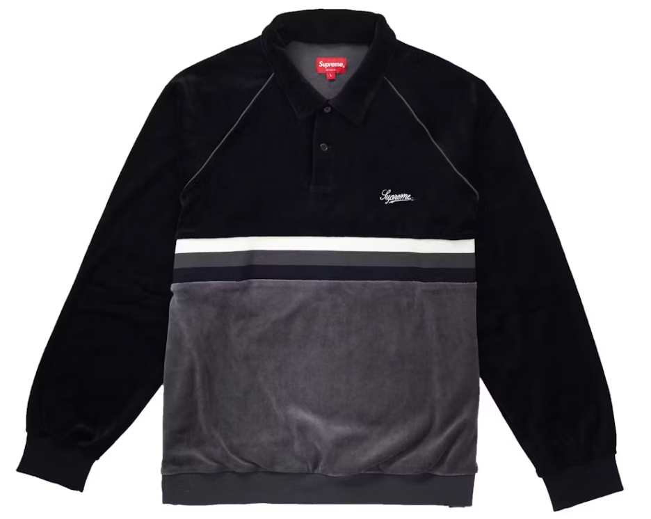 Supreme 'Stripe Velour Raglan L/S Polo'