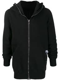 RICK OWENS DRKSHDW Longline Zip Front Hoodie In Black