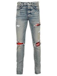 Amiri Plaid MX1 Slim-fit Jean Clay Indigo and Red
