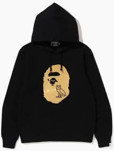 BAPE x OVO Ape Head Pullover Hoodie Black Gold