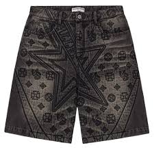 VALE FOREVER SPADE DENIM SHORTS BLACK