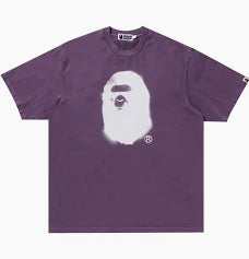 BAPE Spray Ape Head Garment Dyed Relaxed Fit Tee 'Purple