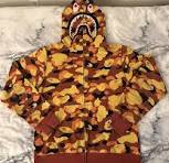 Bape  2017 Bape Orange Camo Shark Full Zip Hoodie