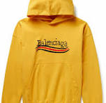 Balenciaga - Distressed Logo-Print Cotton-Jersey Hoodie - Yellow