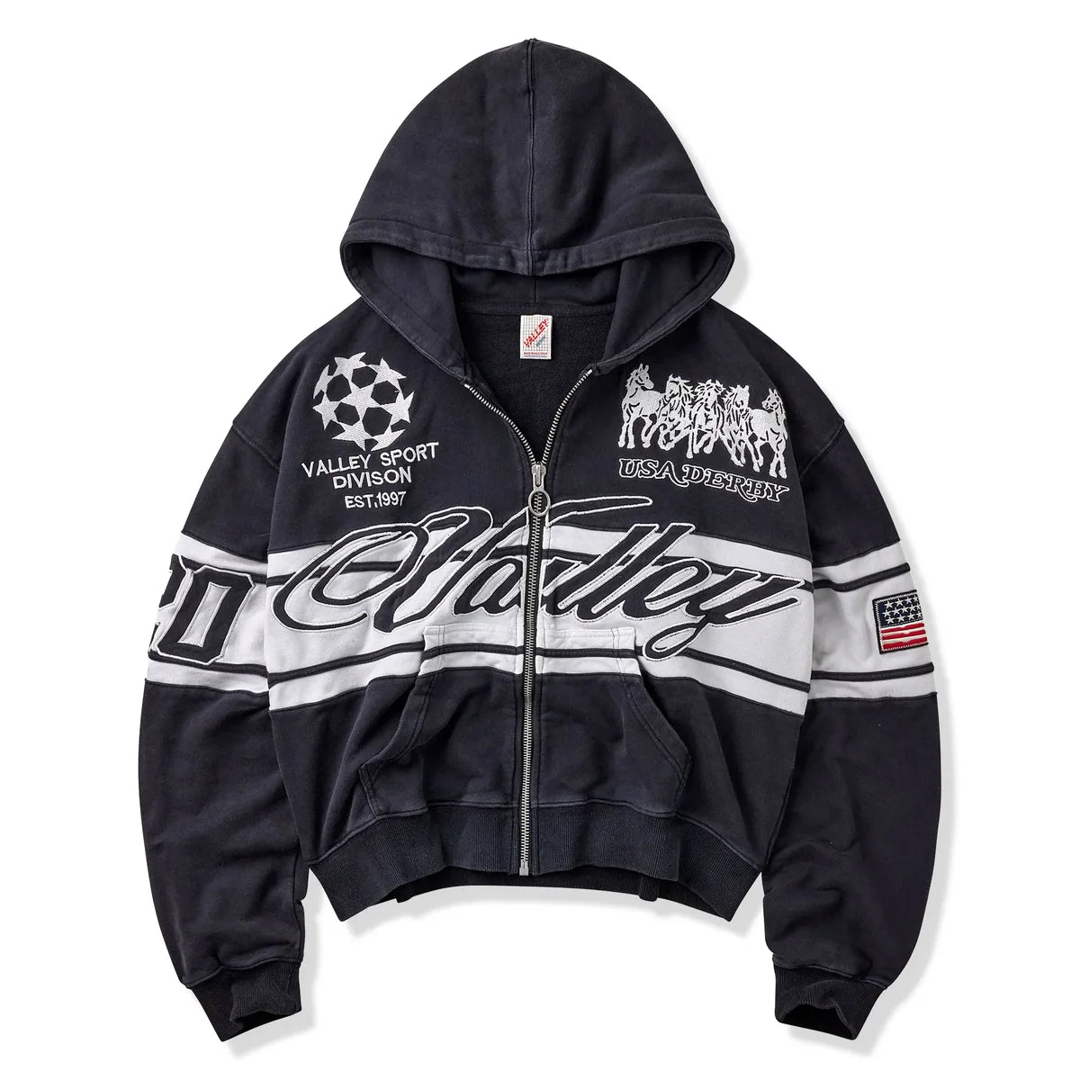 Vale Cursive Zip Up Black