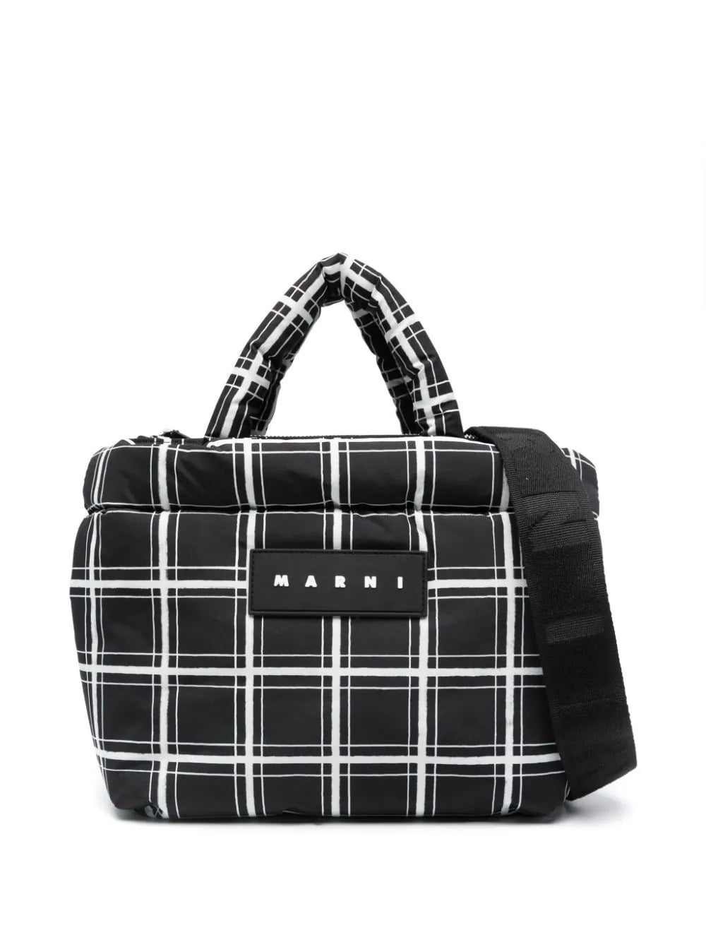 Marni Nylon Puff Mini Tote 'Black Checked'