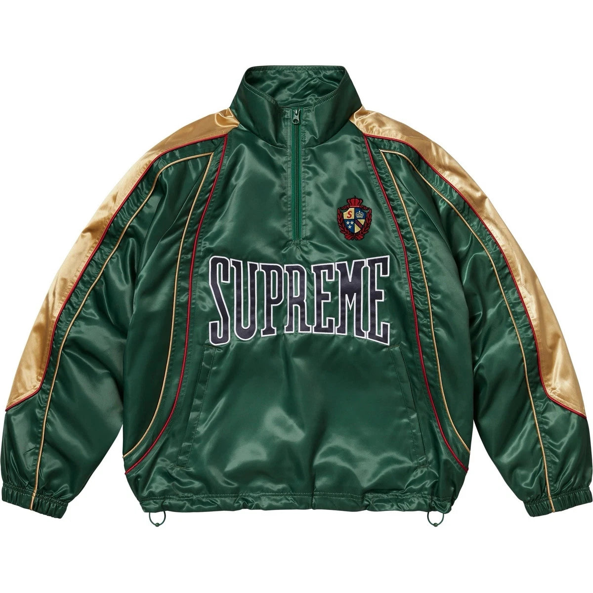 SUPREME SATIN PIPING PULLOVER HALF ZIP TRACK JACKET SS25 Green