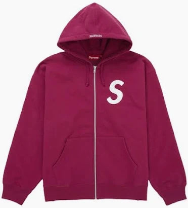 Supreme S Logo Zip Up Hooded Sweatshirt (FW25) Red