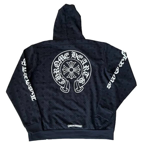 Chrome Hearts Plus Cross Allover Print Horseshoe Logo Hoodie