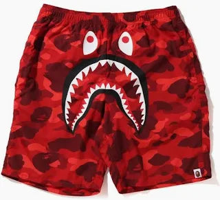 BAPE Color Camo Shark Beach Shorts (SS22) Red