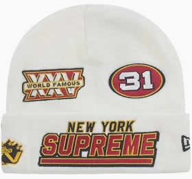Supreme New Era Football Beanie White