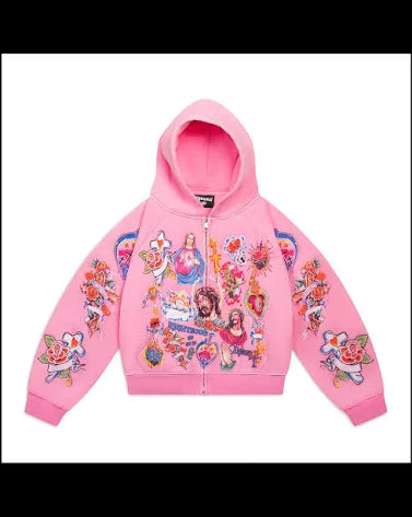 We Are Righteous Risen King Cropped Zip-Up Hoodie