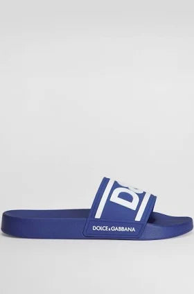 Dolce & Gabbana Beachwear Sliders DG Logo Blue White