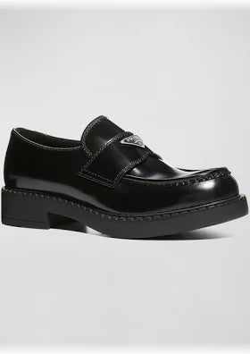 Prada Men's Triangle Logo Leather Loafers