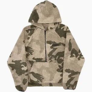 Fear of God Essentials Polar Fleece Half Zip Hoodie 'Camo'