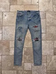 Amiri Mx1 Red Plaid Flannel Patch Denim Jean