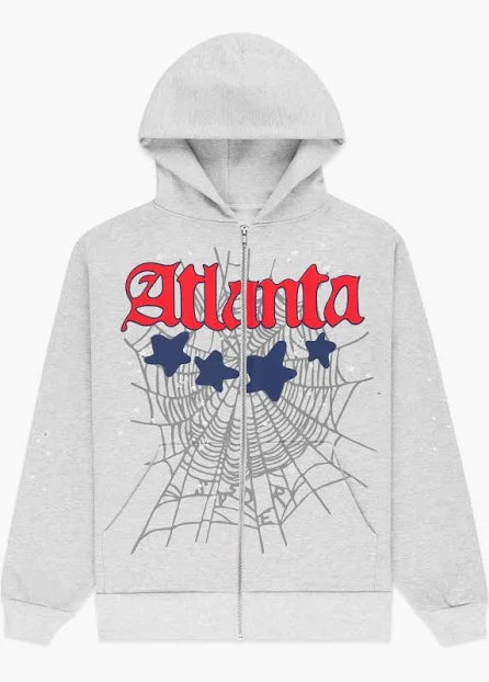 Sp5der Atlanta Full Zip Hoodie 'Heather Grey'