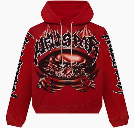 Hellstar Halloween Skeleton Men Airbrushed Hoodie Red