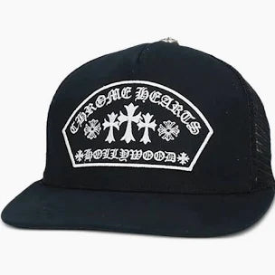 Chrome Hearts   Hollywood triple cross embroidered trucker cap hat