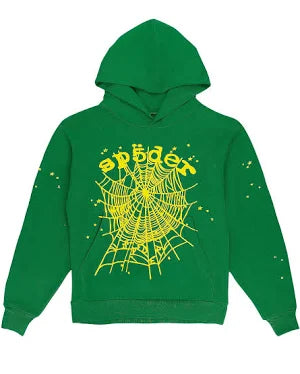 Sp5der Star OG Web V2 Hoodie Green/Yellow