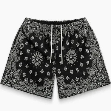 Bravest Studios Paisley Two-Tone Black Mesh Shorts