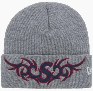 Supreme New Era Tribal S Logo Beanie Heather Grey