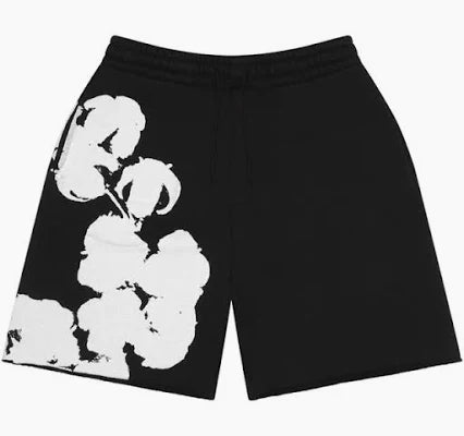 Denim Tears Big Cotton Wreath Sweat Shorts Black